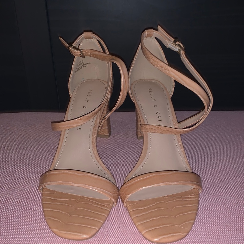Kelly & Katie Beige Open-Toe Heels